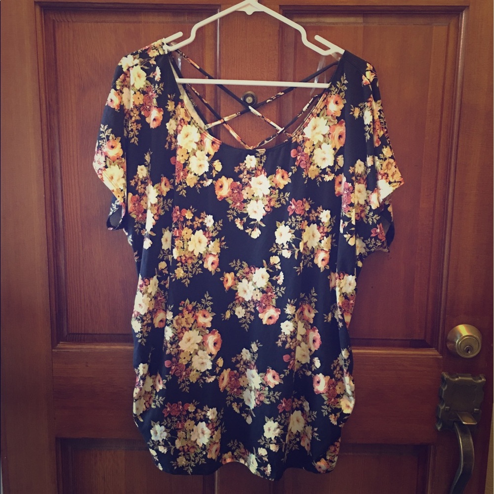 Sexy SJS 🌸🌼🌸Floral Strappy-Back Blouse